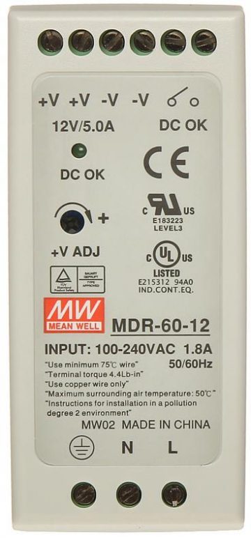 Блок питания на DIN-рейку MDR-60-12
