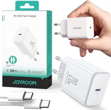 Joyroom tīkla lādētājs JR-TCF06 20W PD 3.0 QC 3.0 1x USB-C balts + kabelis