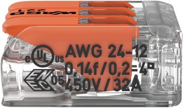 Universal quick connector LINE/WIRE 3x 0.2-4mm2 WAGO 221-413 (1 pc.)