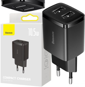 Компактное зарядное устройство Baseus CCXJ010201 10,5 Вт 2x USB-A ЧЕРНЫЙ