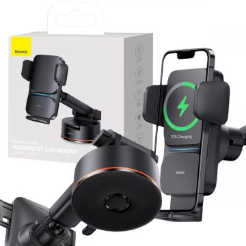 Автомобильное зарядное устройство Baseus Wisdom CGZX000101 Qi 15 Вт для приборной панели, черное