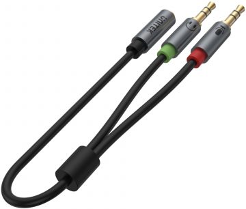 Unitek adapteris Y-C957ABK miniJack 3,5 mm (F) - 2x 3,5 mm (M)