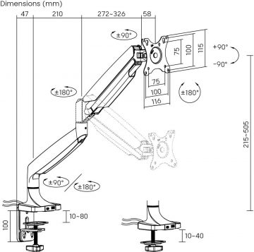 Monitora stiprinājums 17"-45" Spacetronik SPA-S110B USB Monitora stiprinājums 17"-45" Spacetronik SPA-S110B USB