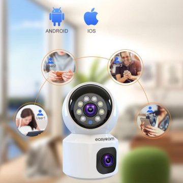EasyCam IP PTZ kamera iekštelpām duālā WiFi Tuya 4MP (2MP + 2MP) EC-4PT2DL-FL