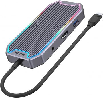 Unitek Hub USB-C HDMI RJ45 3,5 мм аудио 100 Вт 10 Гбит/с D1029A