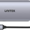 Unitek D1122A01 aktiivne USB-C 5Gbps jaotur, 2x HDMI 4K, kaardilugeja, RJ-45, PD 100W