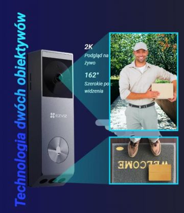 Ezviz EP3x Pro video durvju zvans, bezvadu ar akumulatoru, alternatīva domofonam (CS EP3x)