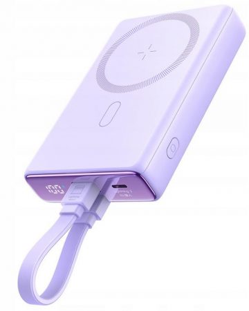 Joyroom powerbank JR-PBM01 10000mAh 20W 1x USB-C 2x Lightning purpurs + kabelis