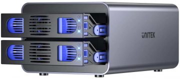 Unitek RAID korpuss SATA 2,5'/3,5'' diskdziņam 4 režīmi 40TB USB C 10Gb/s