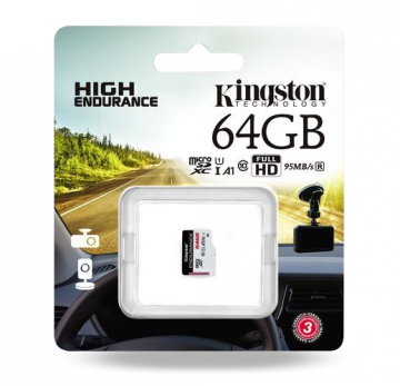 Kingston High-Endurance UHS-I 64GB microSD atmiņas karte 24/7 (videoreģistratori un monitorings)