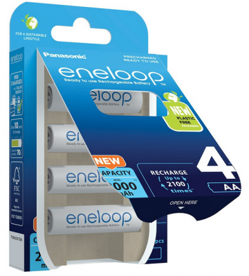 AA / R6 Panasonic Eneloop 2000mAh BK-3MCDE/4BE rechargeable batteries (blister with 4 batteries).