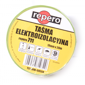 REPERO 711E IZOLĀCIJAS LENTE DZELTENI ZAĻA 19MMX20M