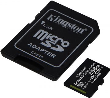 Kingston Canvas Select Plus microSDXC C10 UHS-I 256 GB atmiņas karte