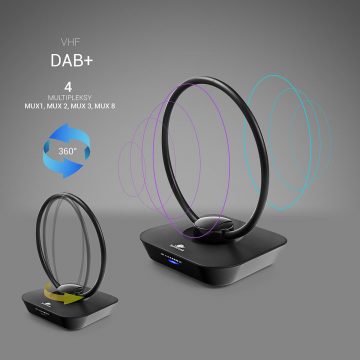 DVB-T2 Spacetronik Locus TV istabas antena 45dB barošanas avots