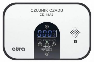 EURA CD-45A2 autonomais dūmu detektors ar akumulatoru un LCD displeju