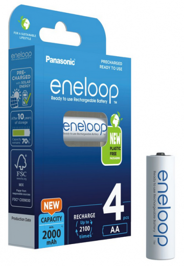AA / R6 Panasonic Eneloop 2000mAh BK-3MCDE/4BE rechargeable batteries (blister with 4 batteries).