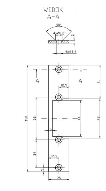 HARTTE plakanis stienis OK-P2 īss, S, 3mm, STC, atvērts