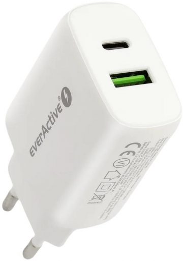 everActive SC-370Q 25W 1xUSB-C 1xUSB-A PD PPS tīkla lādētājs everActive SC-370Q 25W 1xUSB-C 1xUSB-A PD PPS tīkla lādētājs
