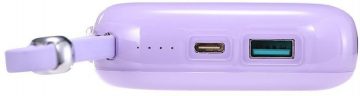 Joyroom Jelly Series JR-L002 10000mAh 22,5W PD QC powerbank ar kabeli 1x USB-A 1x USB-C violeta krāsā