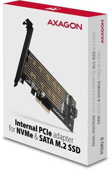 Axagon PCEM2-D PCIe NVME + SATA M.2 adapteris