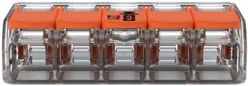 Universāls ātrdarbīgs savienotājs LINE/DRUT 5x 0,2-4mm2 WAGO 221-415 (1 gab.)