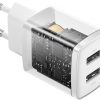 Baseus kompaktais lādētājs CCXJ010202 10,5W 2x USB-A BALTS