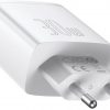 Baseus kompaktne kiirlaadija CCXJ-E02 30W 2x USB-A 1x USB-C PD 3.0 QC 3.0 VALGE