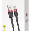 USB-A / USB-C KABELIS Baseus Cafule CATKLF-U91 300cm 2A QC 3.0 melns / sarkans kabelis