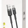 USB-A / USB-C kabelis Baseus Cafule CATKLF-UG1 300cm 3A QC 3.0 BLACK/GREY IN Nylon apvalkā