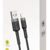 USB-A / Lightning iPhone kabelis Baseus Cafule CALKLF-RG1 300cm Apple 2A BLACK/GREY KABELIS USB-A / Lightning iPhone kabelis Baseus Cafule CALKLF-RG1 300cm Apple 2A BLACK/GREY KABELIS