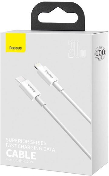 USB-C / Lightning iPhone laidas Baseus Superior CATLYS-A02 1m 20W PD greitas įkrovimas WHITE PREMIUM