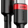 USB-C / USB-C kabelis Baseus Cafule CATKLF-AL91 200cm 100W 5A PD 2.0 QC 3.0 BLACK IN COVER