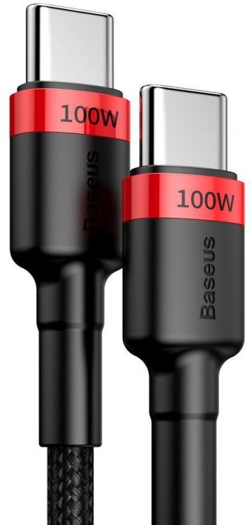 USB-C / USB-C kabelis Baseus Cafule CATKLF-AL91 200cm 100W 5A PD 2.0 QC 3.0 BLACK IN COVER