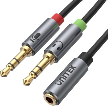 Unitek adapteris Y-C957ABK miniJack 3,5 mm (F) - 2x 3,5 mm (M)