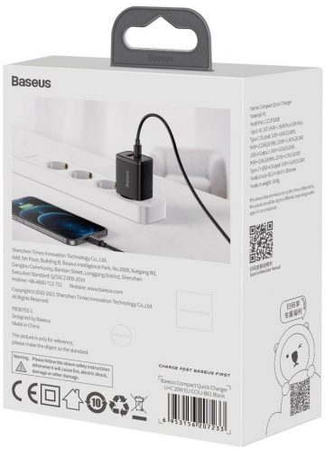 Baseuse kompaktne kiirlaadija CCXJ-B01 20W 1x USB-A 1x USB-C PD 3.0 QC 3.0 MUST