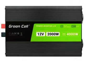 Green Cell strāvas invertors LCD 12V/230V 2000W/4000W tīrs sinusoidāls