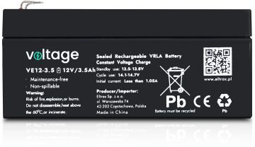 Аккумулятор AGM напряжение 12 В 3,5 Ач VE12-3.5 Аккумулятор AGM напряжение 12 В 3,5 Ач VE12-3.5