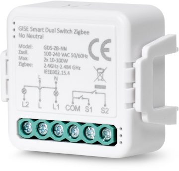 GISE Smart Dual Relay Module (bez N) Zigbee | Tuya | GDS-ZB-NN