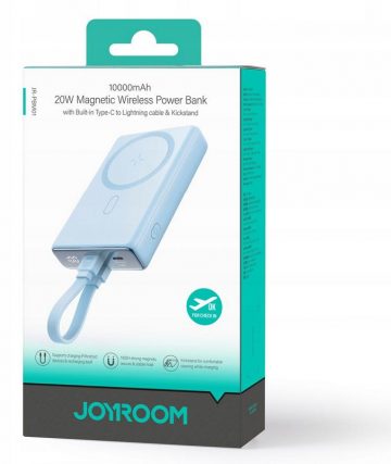 Joyroom Powerbank JR-PBM01 10000mAh 20W 1x USB-C 2x Lightning blue + kabelis