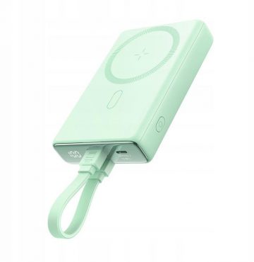 Joyroom Powerbank JR-PBM01 10000mAh 20W 1x USB-C 2x Lightning green + kabelis