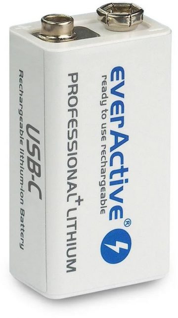 Перезаряжаемый литий-ионный аккумулятор 6F22 EverActive 9 В 550 мА·ч с разъемом USB-C