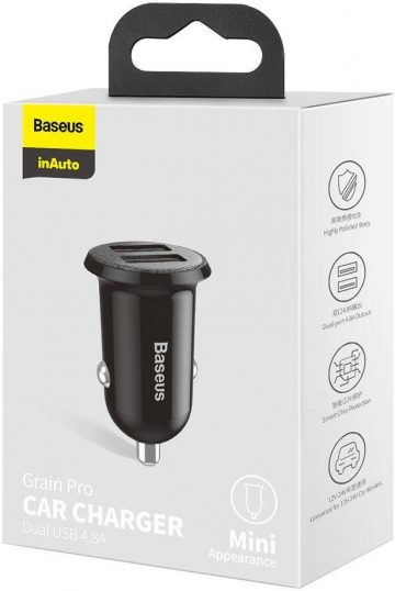Автомобильное зарядное устройство Baseus Grain Pro CCALLP-01 24 Вт 4,8 А 2x USB-A