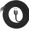 USB-A / USB-C kabelis Baseus Cafule CATKLF-CG1 200cm 2A QC 3.0 BLACK/GREY IN nailono apvalkalas