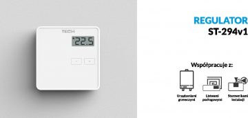 Kahe olekuga juhtmega ruumikontroller, valge ST-294v1 Tech kontroller