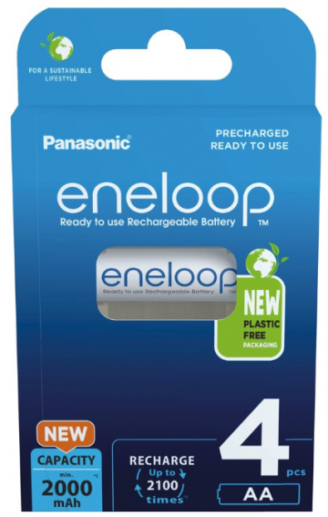 AA / R6 Panasonic Eneloop 2000mAh BK-3MCDE/4BE rechargeable batteries (blister with 4 batteries).