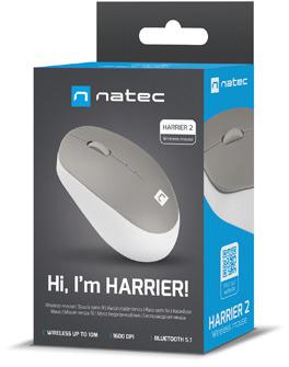 Natec Harrier 2 1600dpi Bluetooth bezvadu pele balta un pelēka