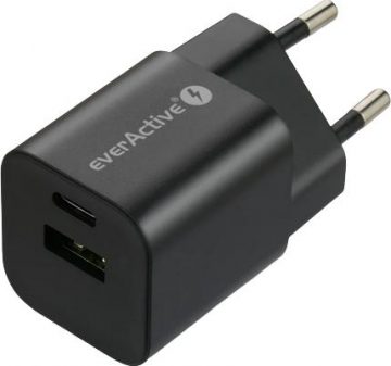 Сетевое зарядное устройство everActive GaN SC-390QB 30 Вт 1xUSB-C 1xUSB-A PD PPS