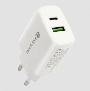 everActive SC-370Q 25W 1xUSB-C 1xUSB-A PD PPS tīkla lādētājs everActive SC-370Q 25W 1xUSB-C 1xUSB-A PD PPS tīkla lādētājs