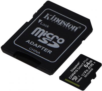Kingston Canvas Select Plus microSDHC C10 UHS-I 64GB atmiņas karte