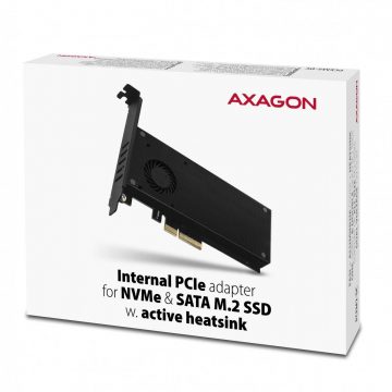 Axagon PCEM2-DC PCI-E x4 kuni M.2 NVMe jahutusega adapter